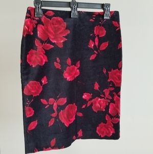 Talbots | Black Red Rose Skirt